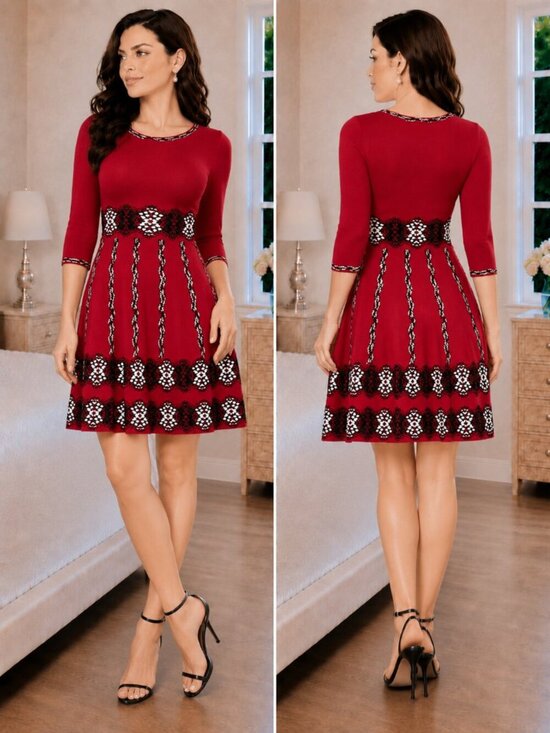 Taylor Dresses & Skirts - NWT Taylor Red A-Line Midi Sweater Dress $250